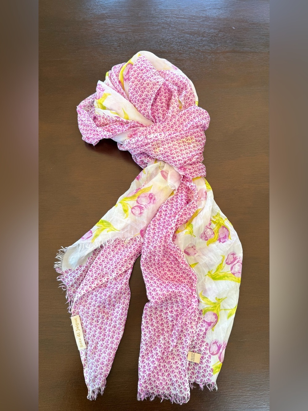 Silk Pink Floral Women's Scarf by